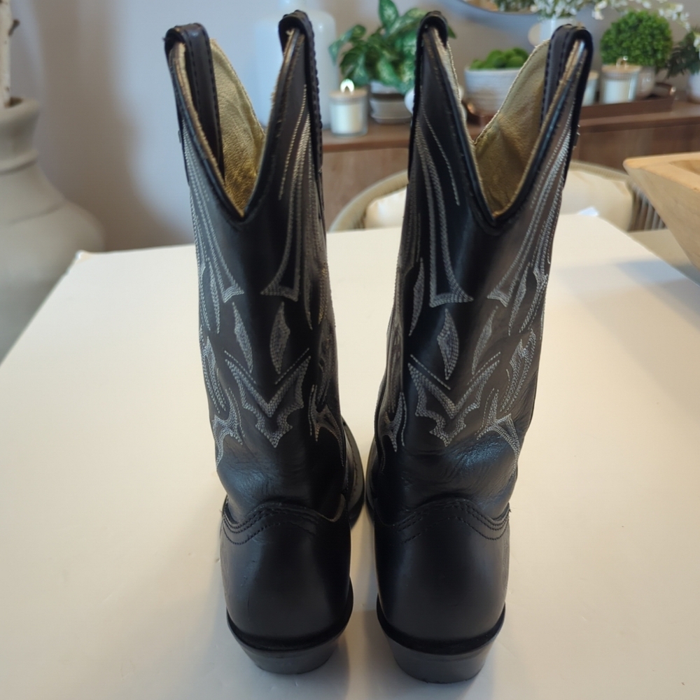 Harley Davidson Leather Cowboy Western Leather Boots Size 7 Black 81598 GUC - Picture 6 of 8